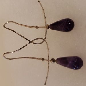 Modern design purple stone earrings